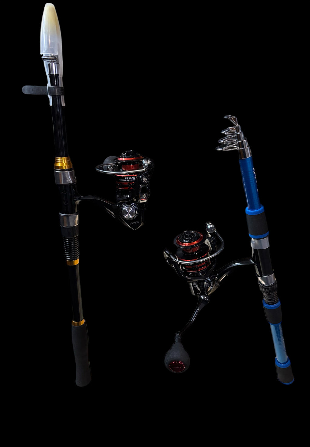 Fishing pole telescoping set 6 foot black