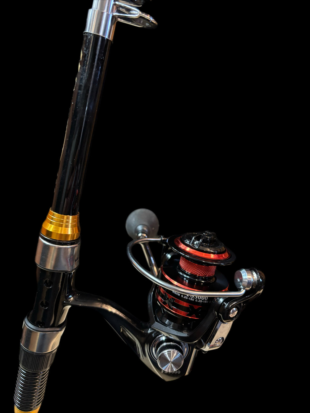 Fishing pole telescoping set 6 foot black