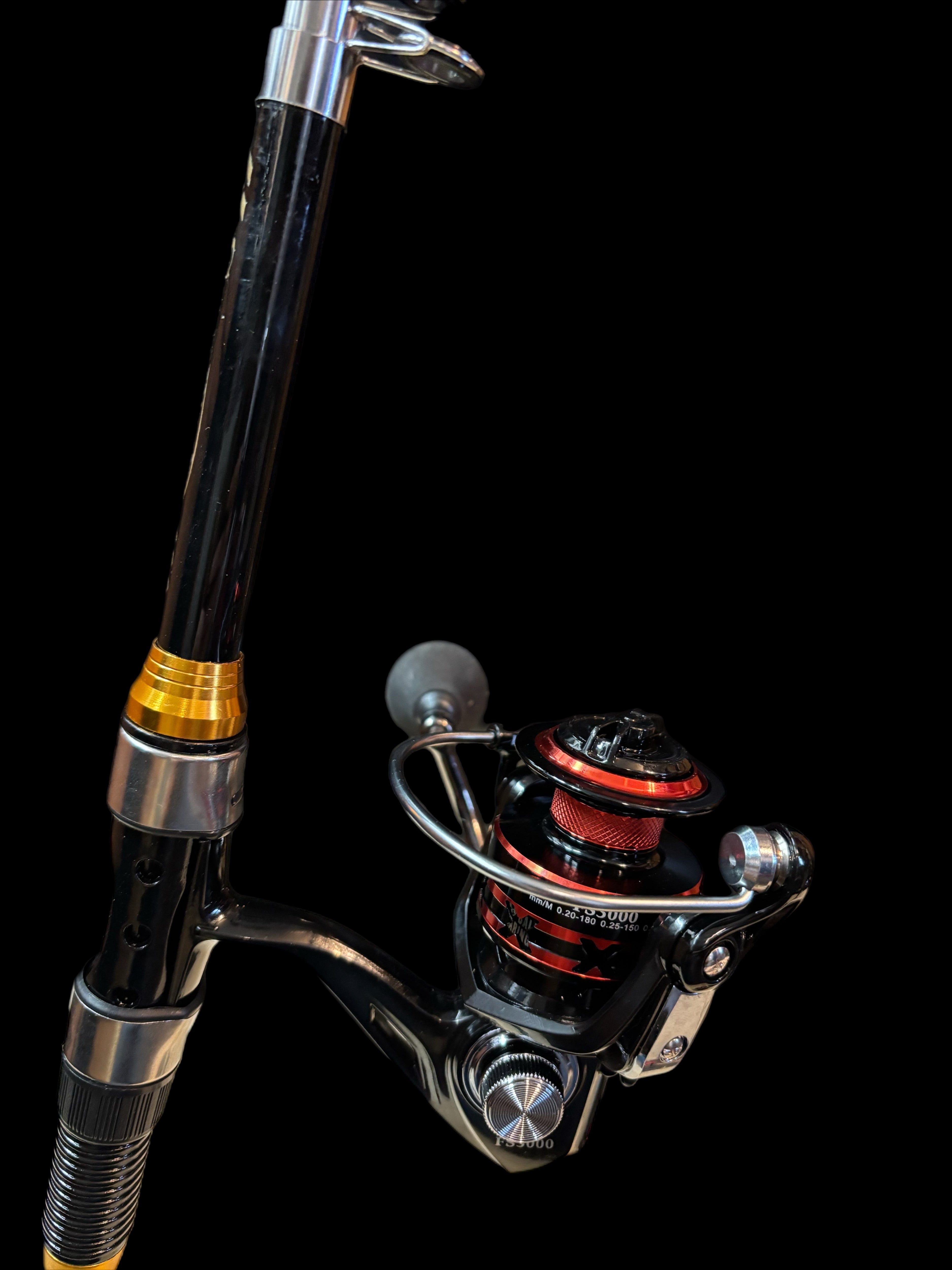 Fishing pole telescoping set 6 foot black