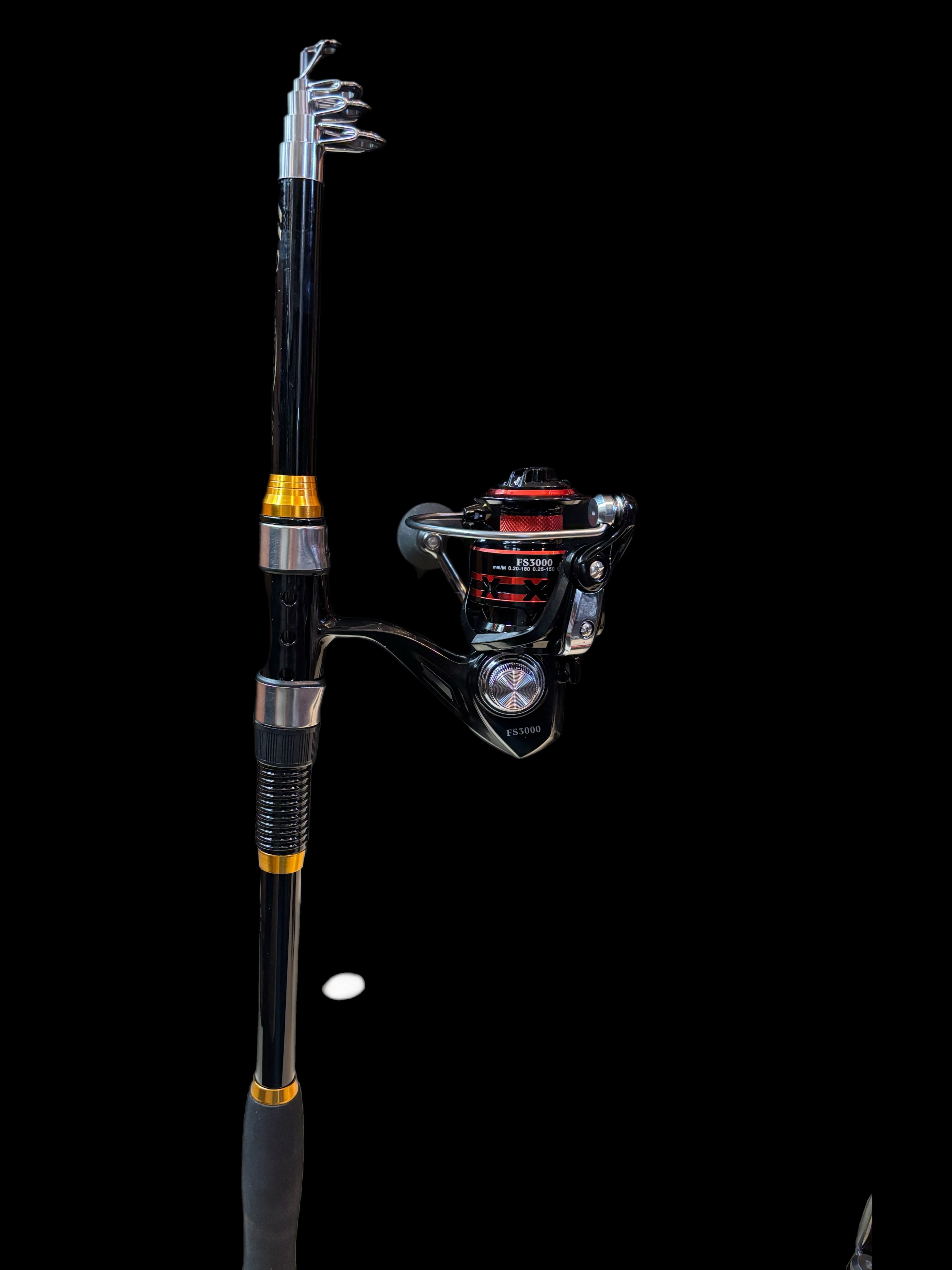 Fishing pole telescoping set 6 foot black