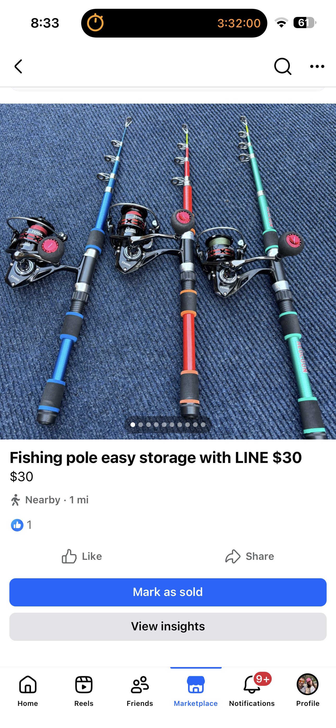 RedCoon Fishing pole Red telescopic easy storage