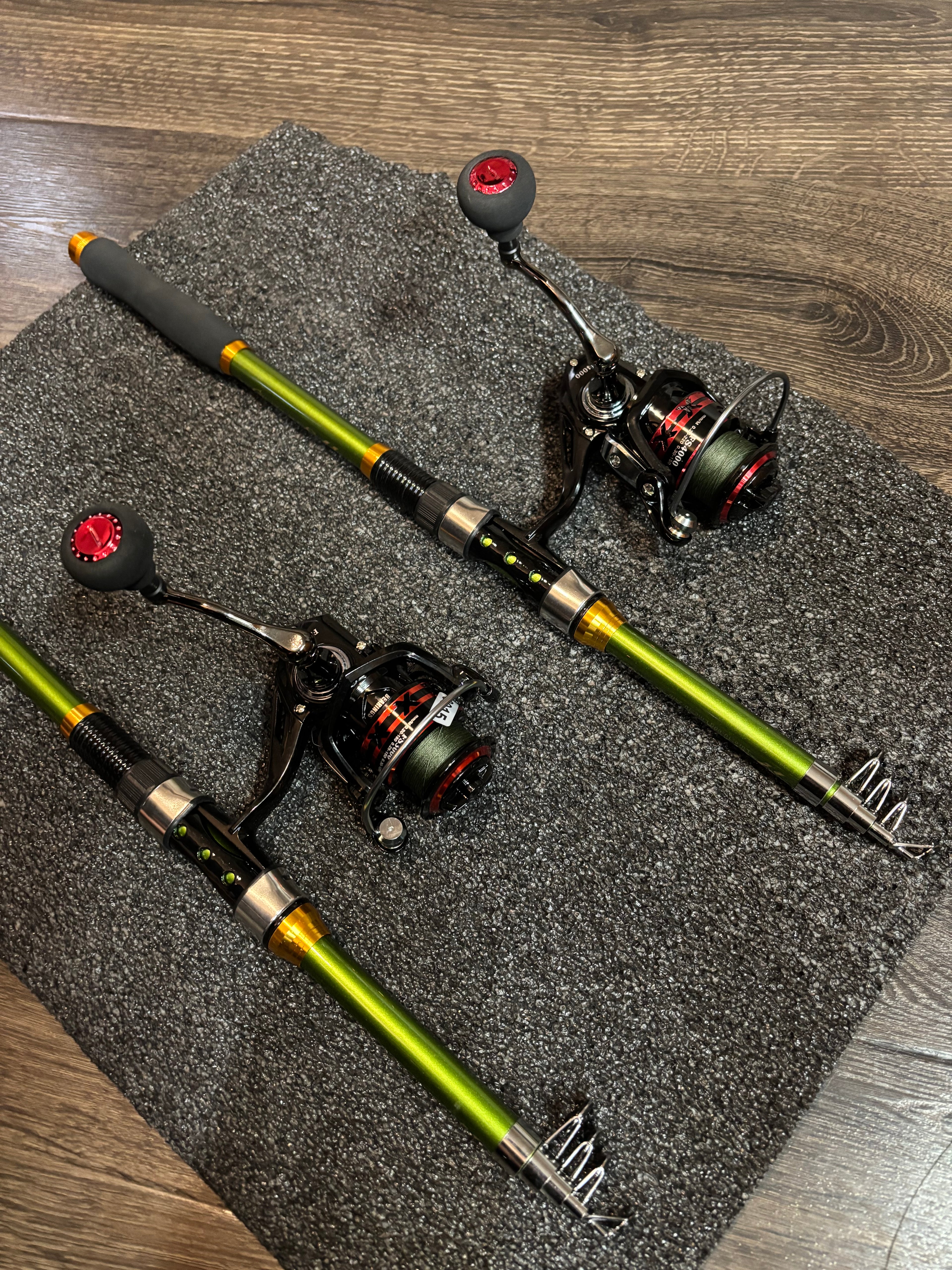 Fishing Pole Telescopic Rod and reel Green