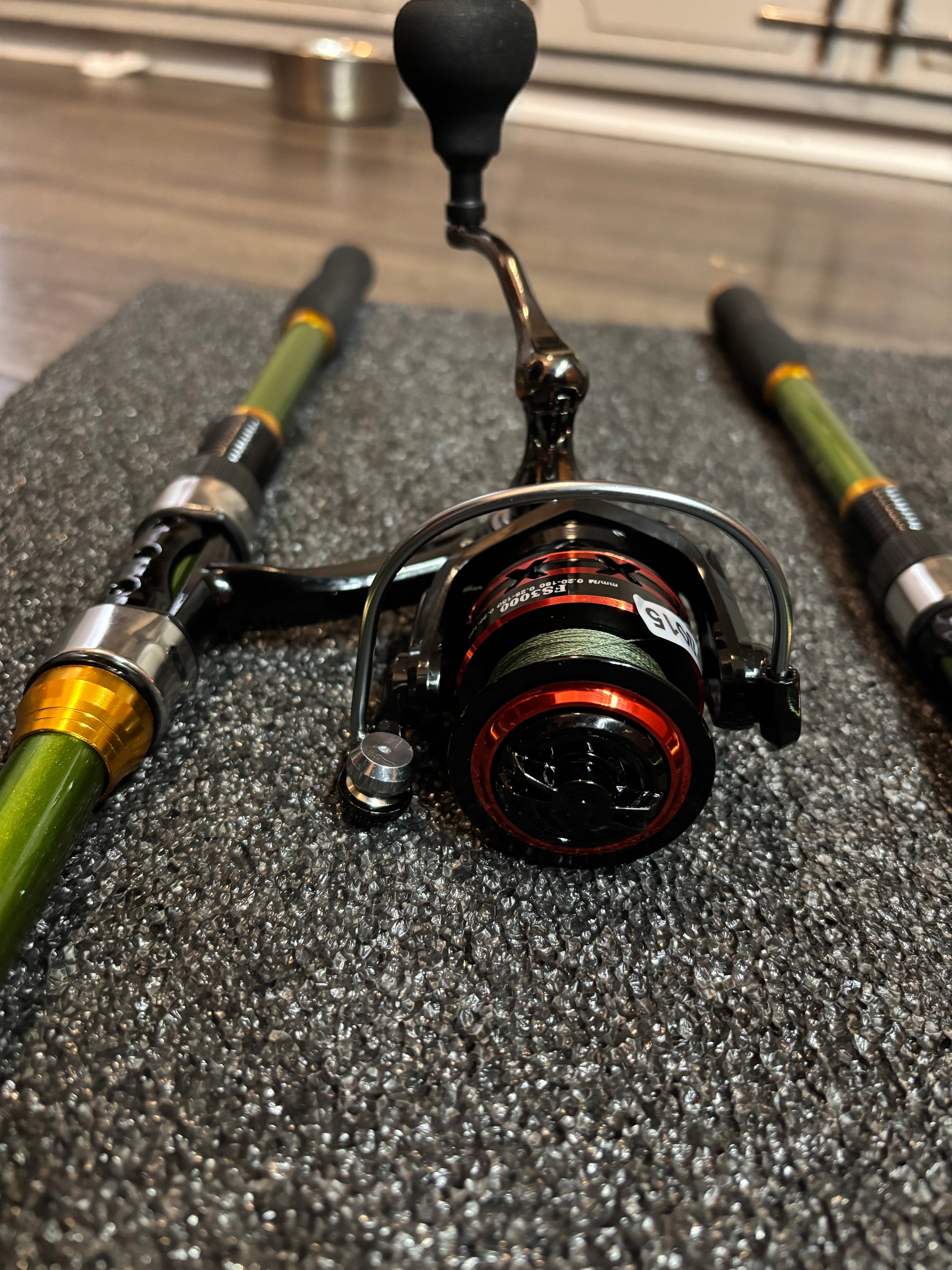 Fishing Pole Telescopic Rod and reel Green