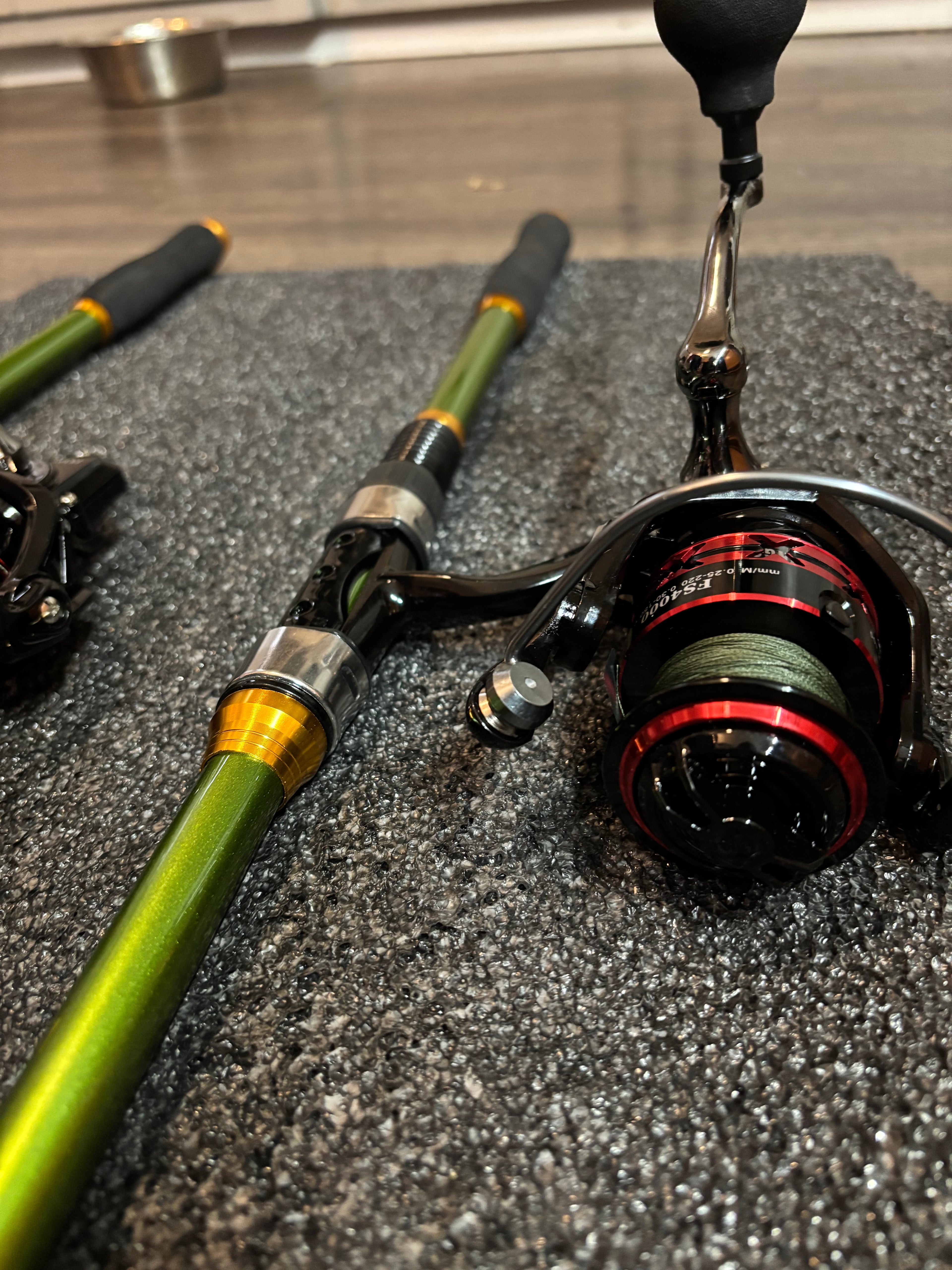 Fishing Pole Telescopic Rod and reel Green