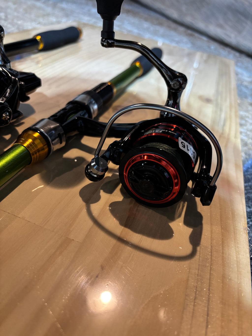 Fishing Pole Telescopic Rod and reel Green