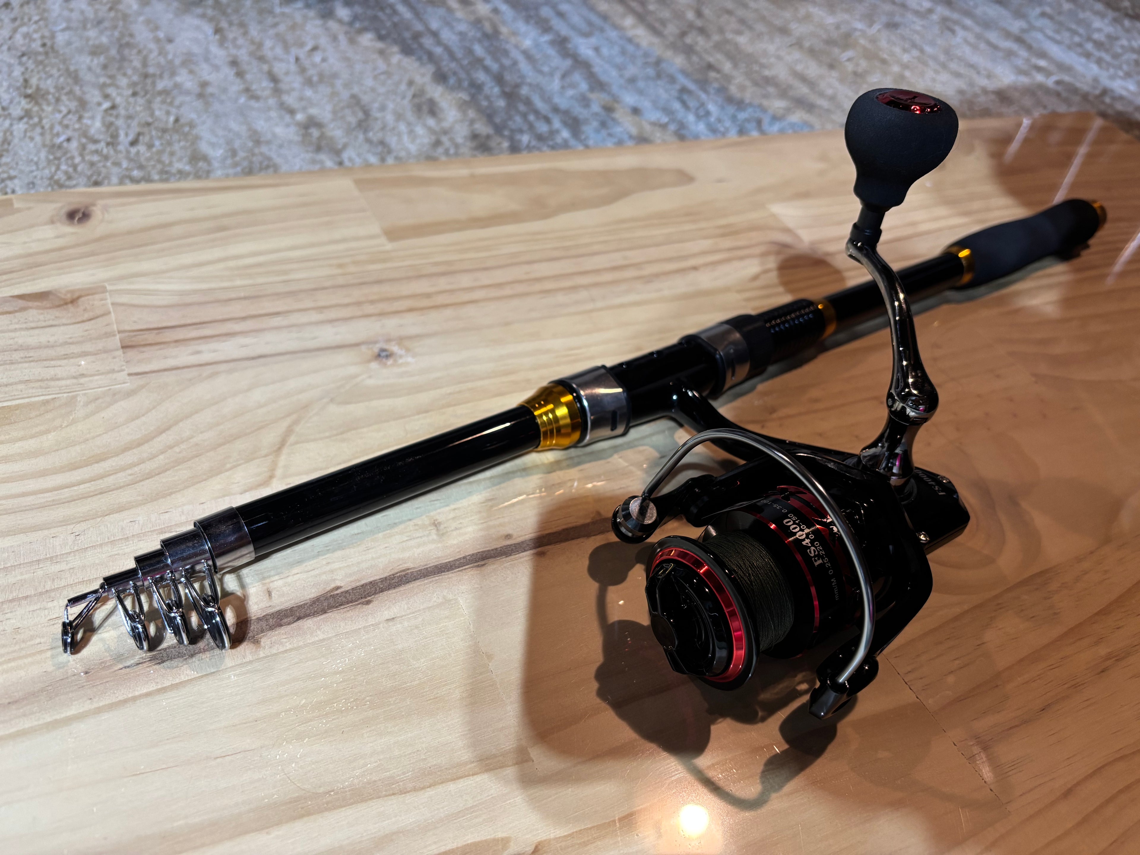 Fishing pole telescoping set 6 foot black