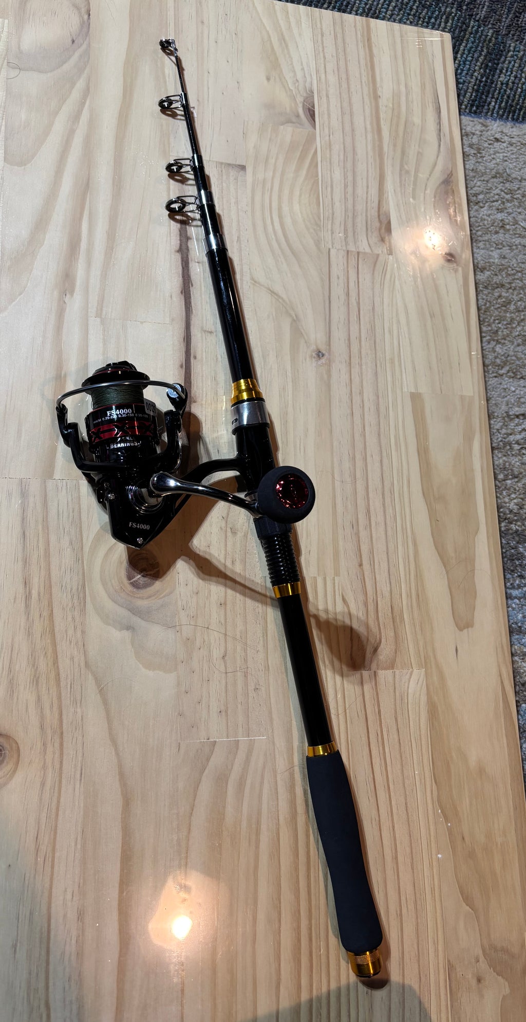 Fishing pole telescoping set 6 foot black