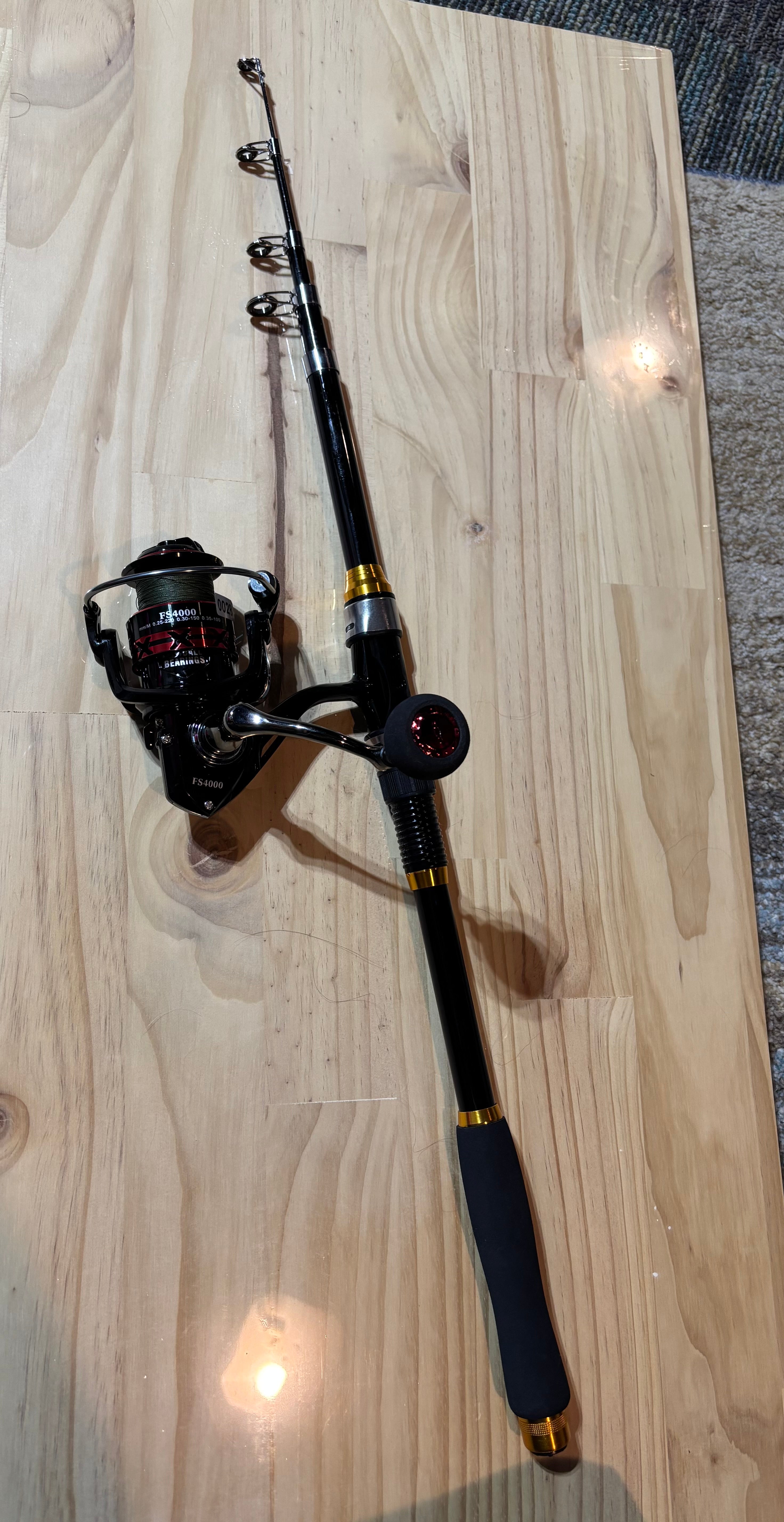 Fishing pole telescoping set 6 foot black