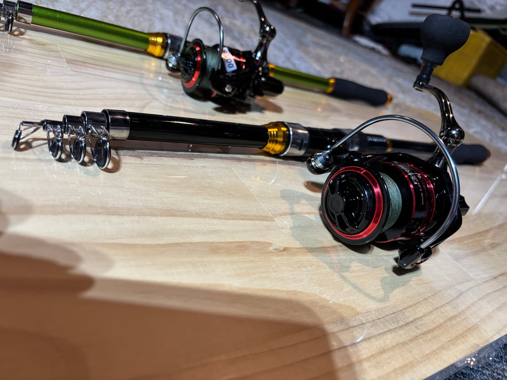 Fishing Pole Telescopic Rod and reel Green