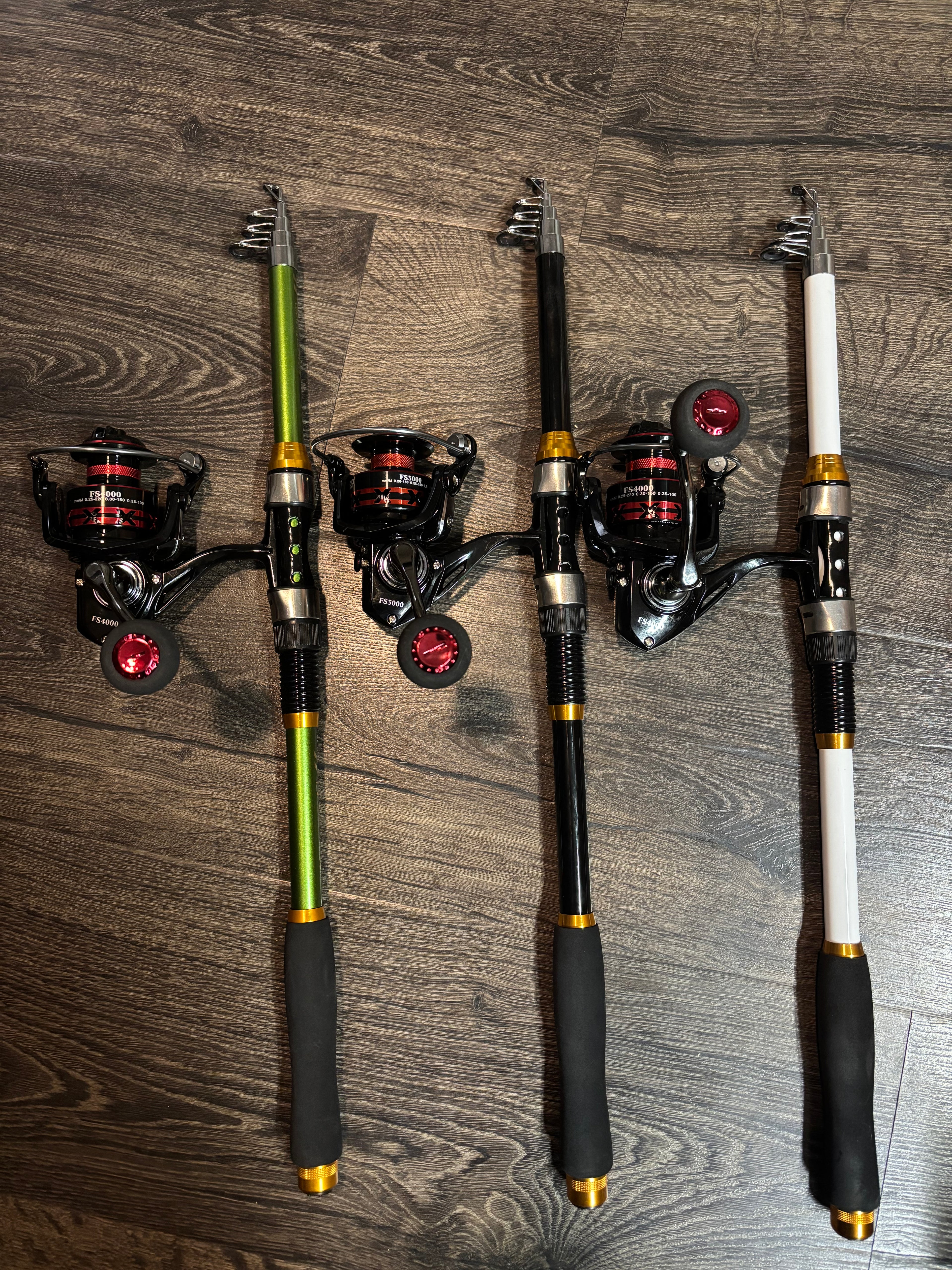 Fishing Pole Telescopic Rod and reel Green