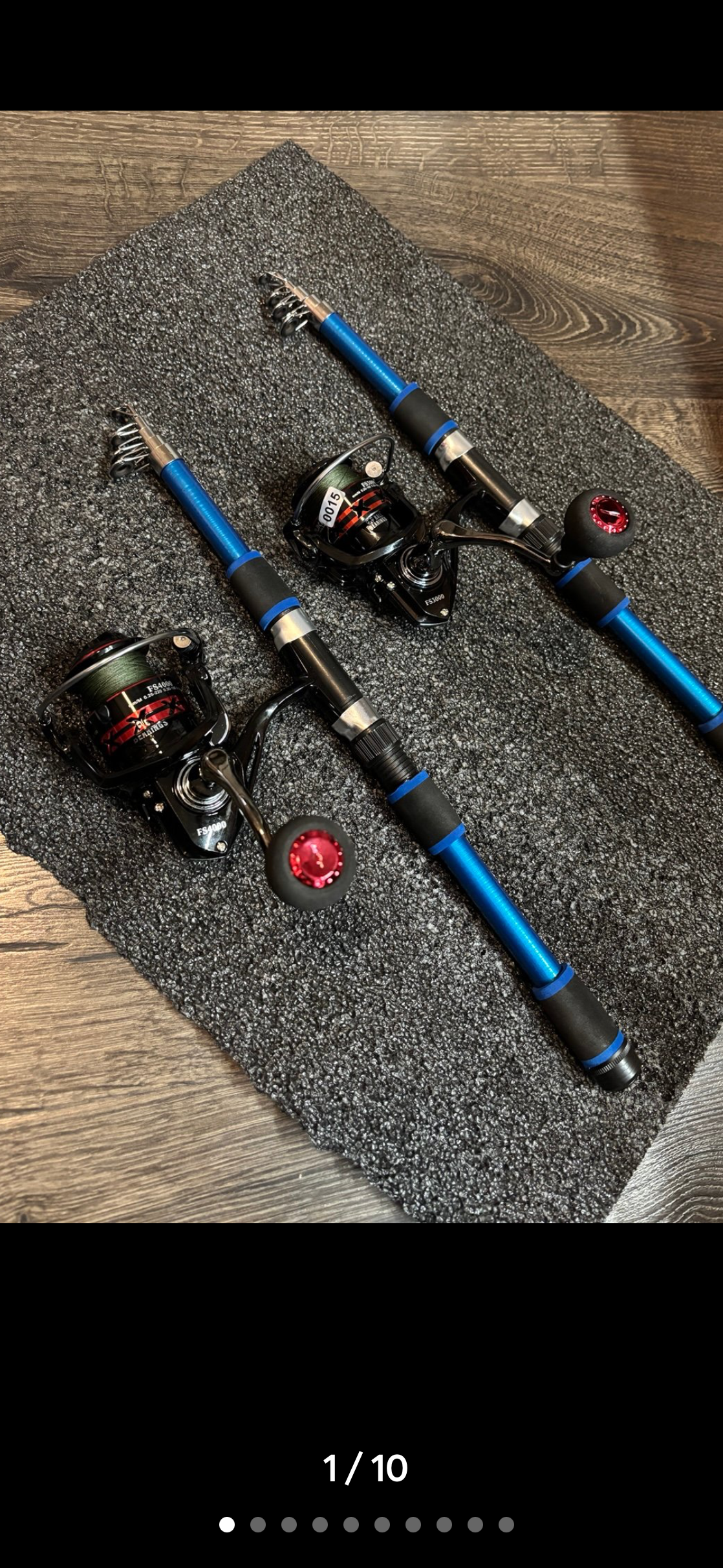 Fishing pole new blue easy storage 2 pack set