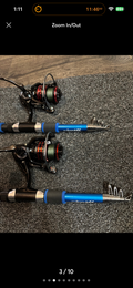 Fishing pole new blue easy storage 2 pack set