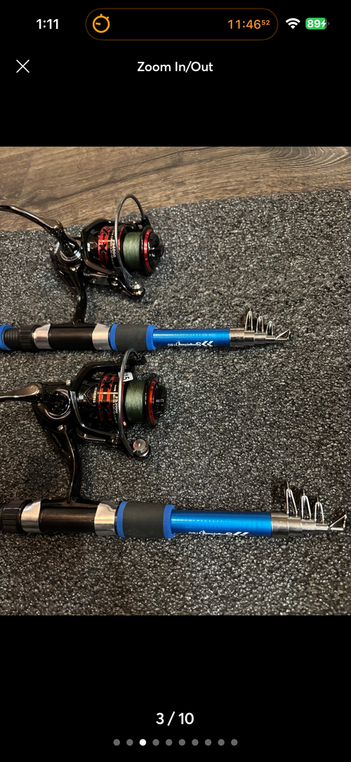 Fishing pole new blue easy storage 2 pack set