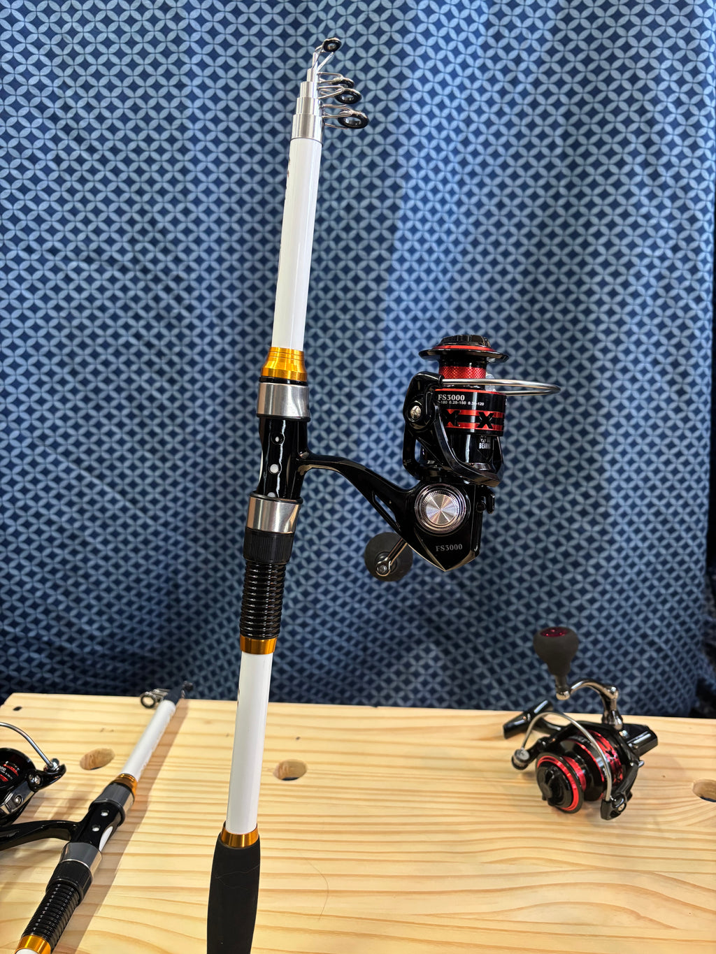 Fishing pole white telescopic 6 foot easy storage