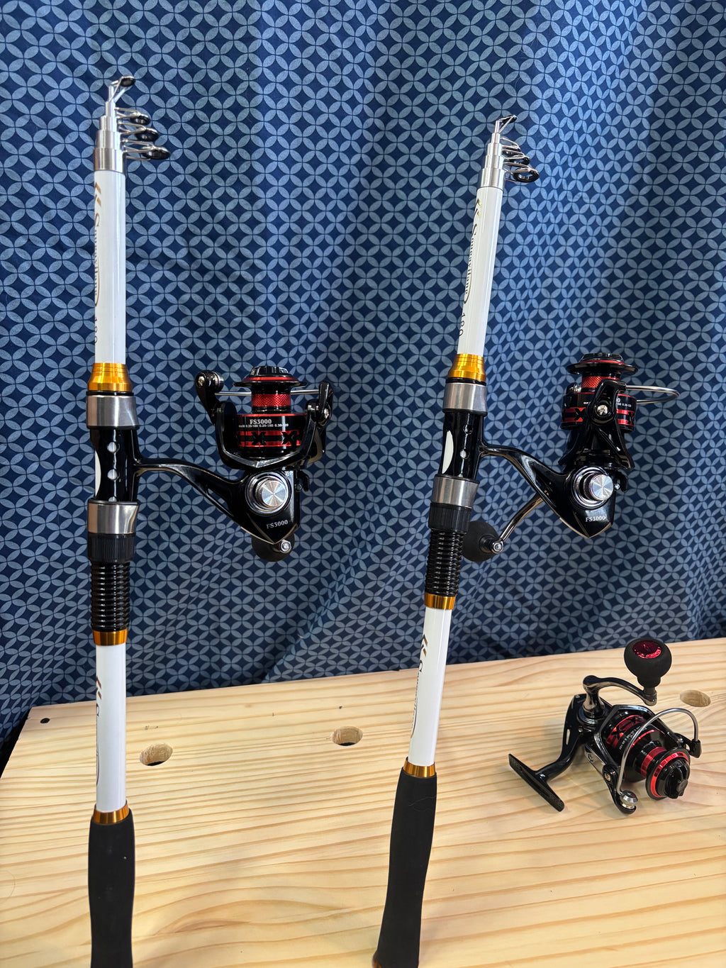 Fishing pole white telescopic 6 foot easy storage