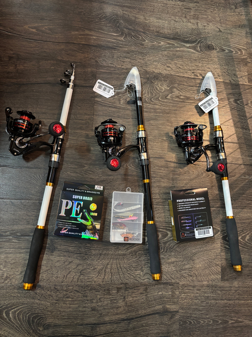 3 pack fishing pole set
