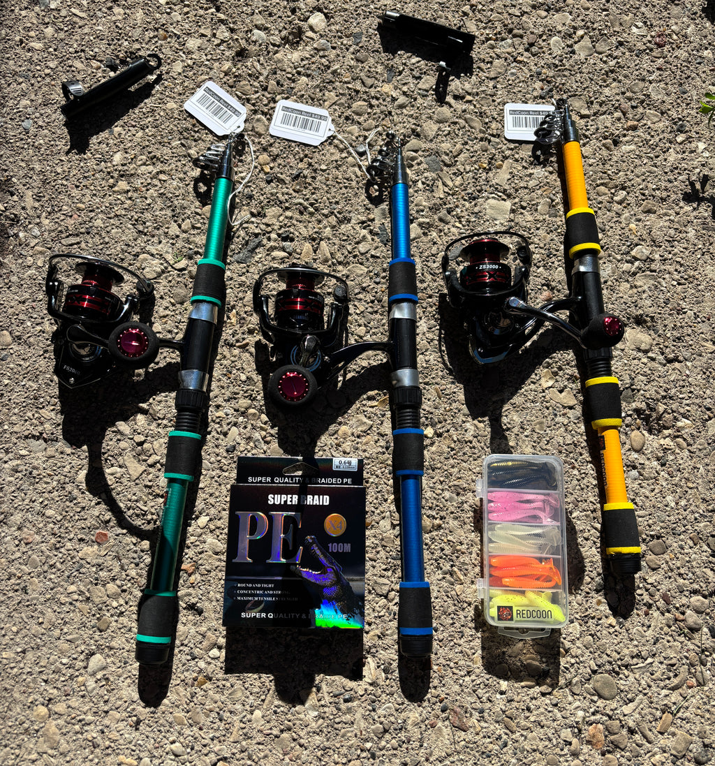 3 pack fishing pole set