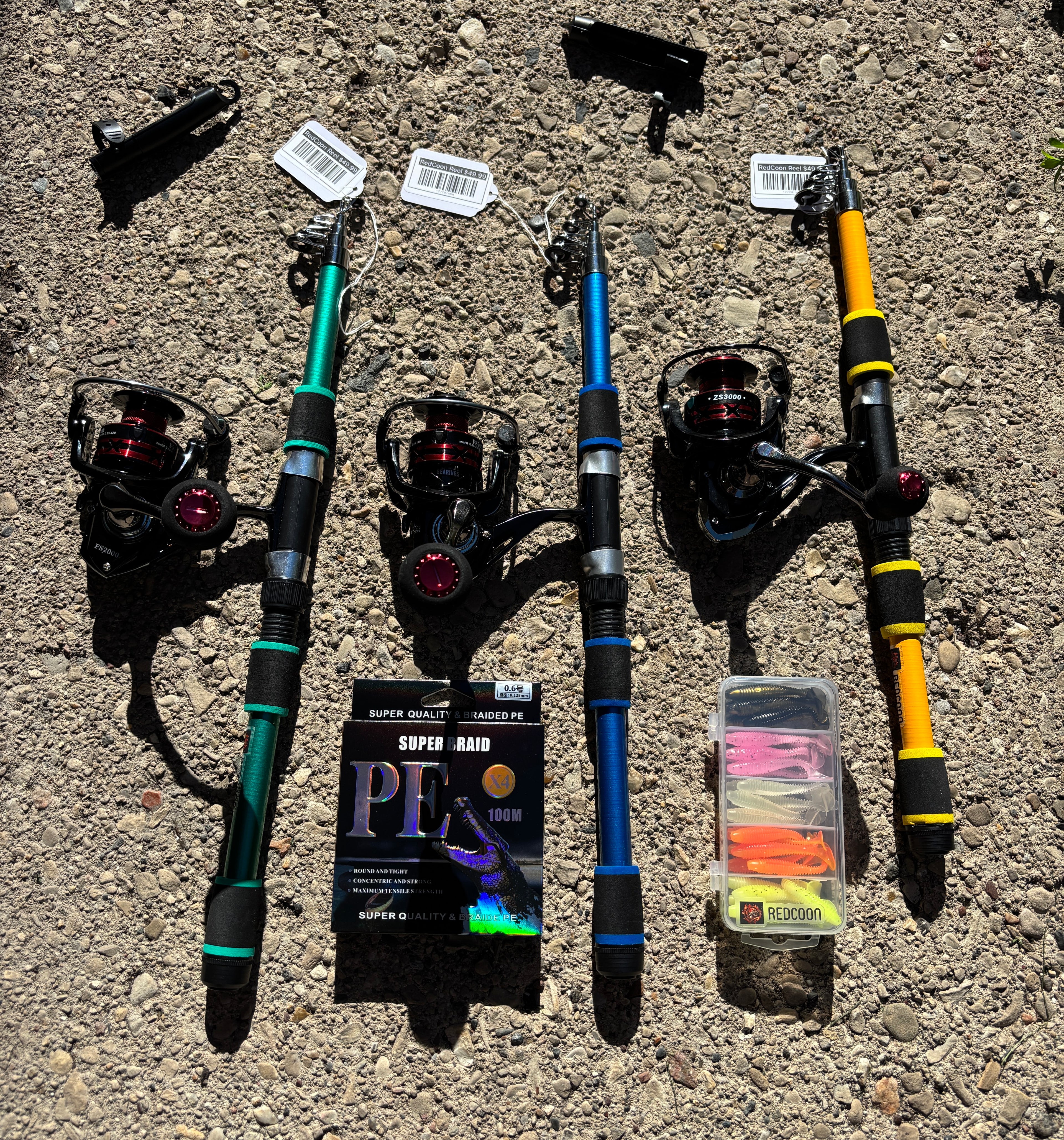 3 pack fishing pole set