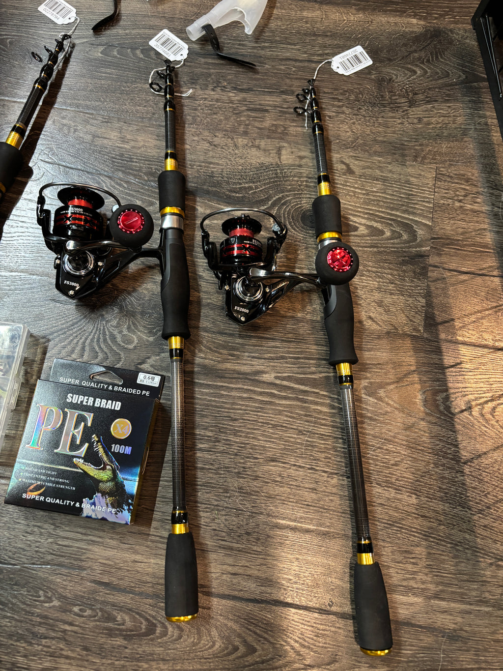 RedCoon fishing poles 2 pack set with 2 lures line