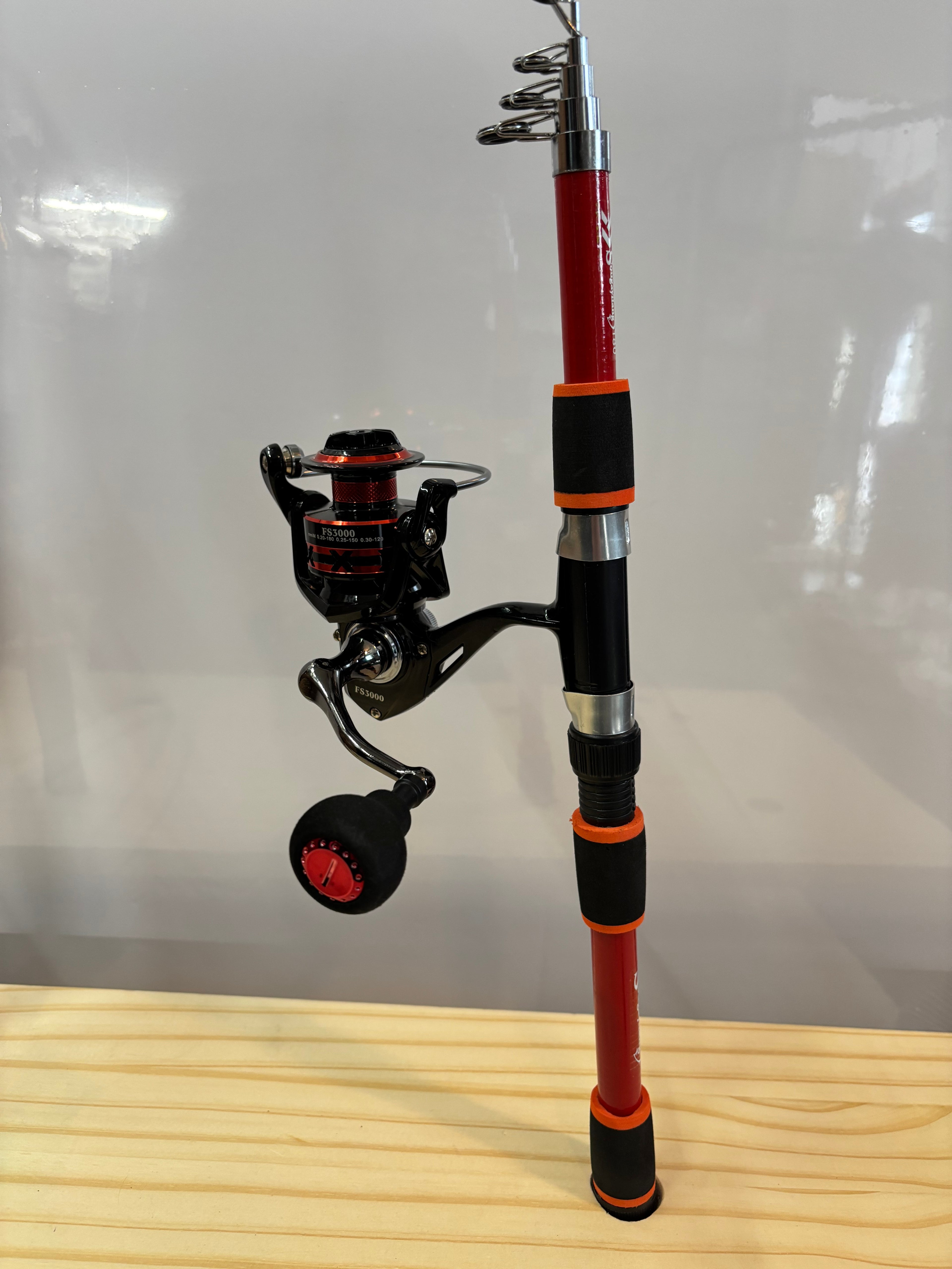 Fishing pole set 2 pack  red and black