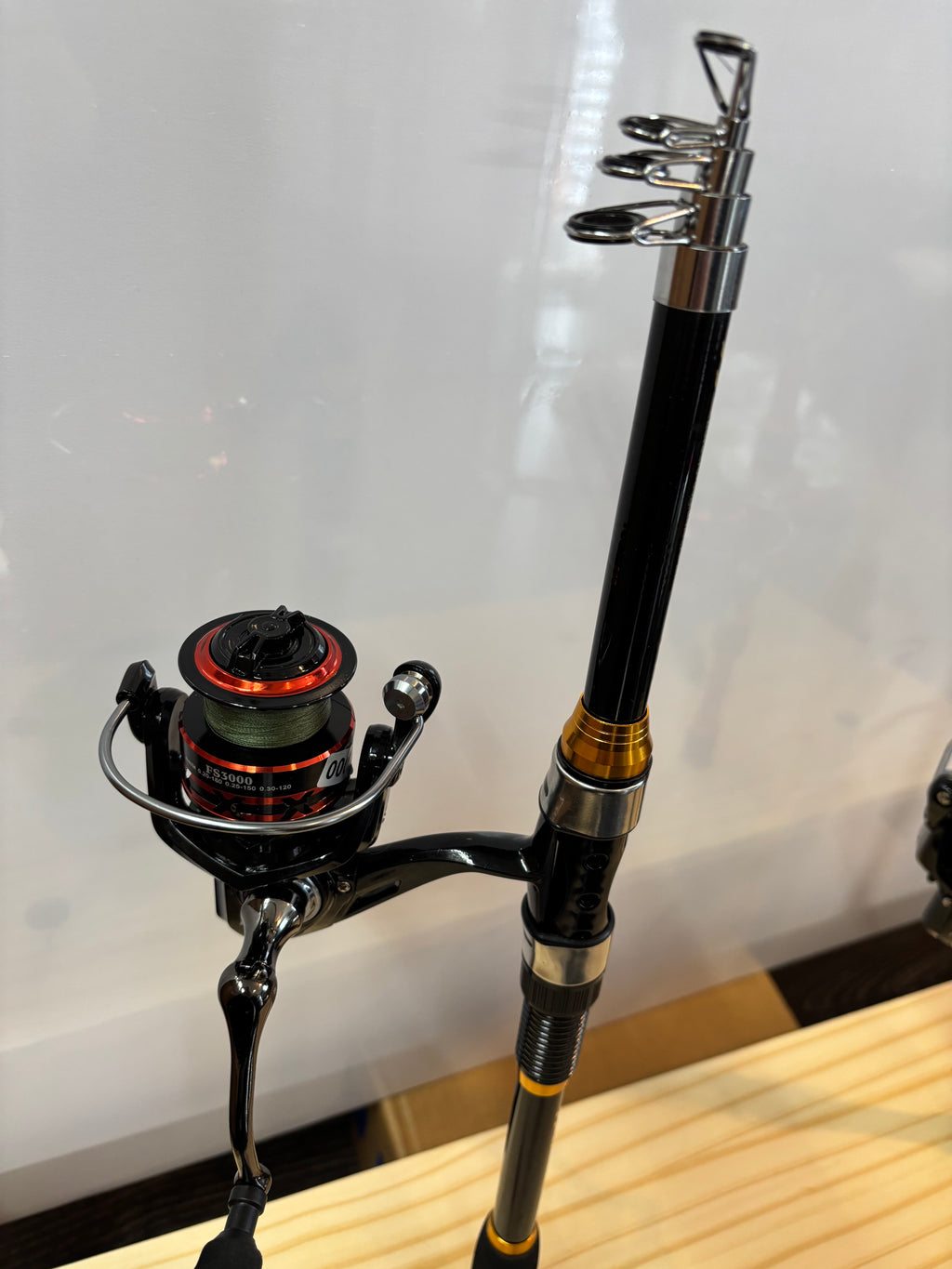 Fishing pole set 2 pack  red and black