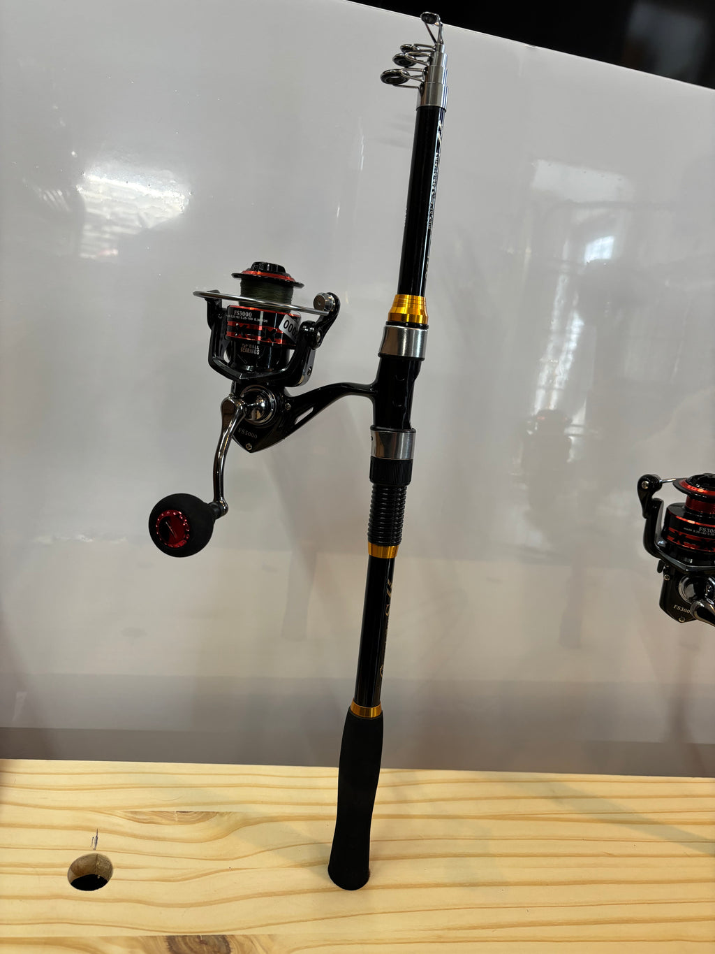 Fishing pole set 2 pack  red and black
