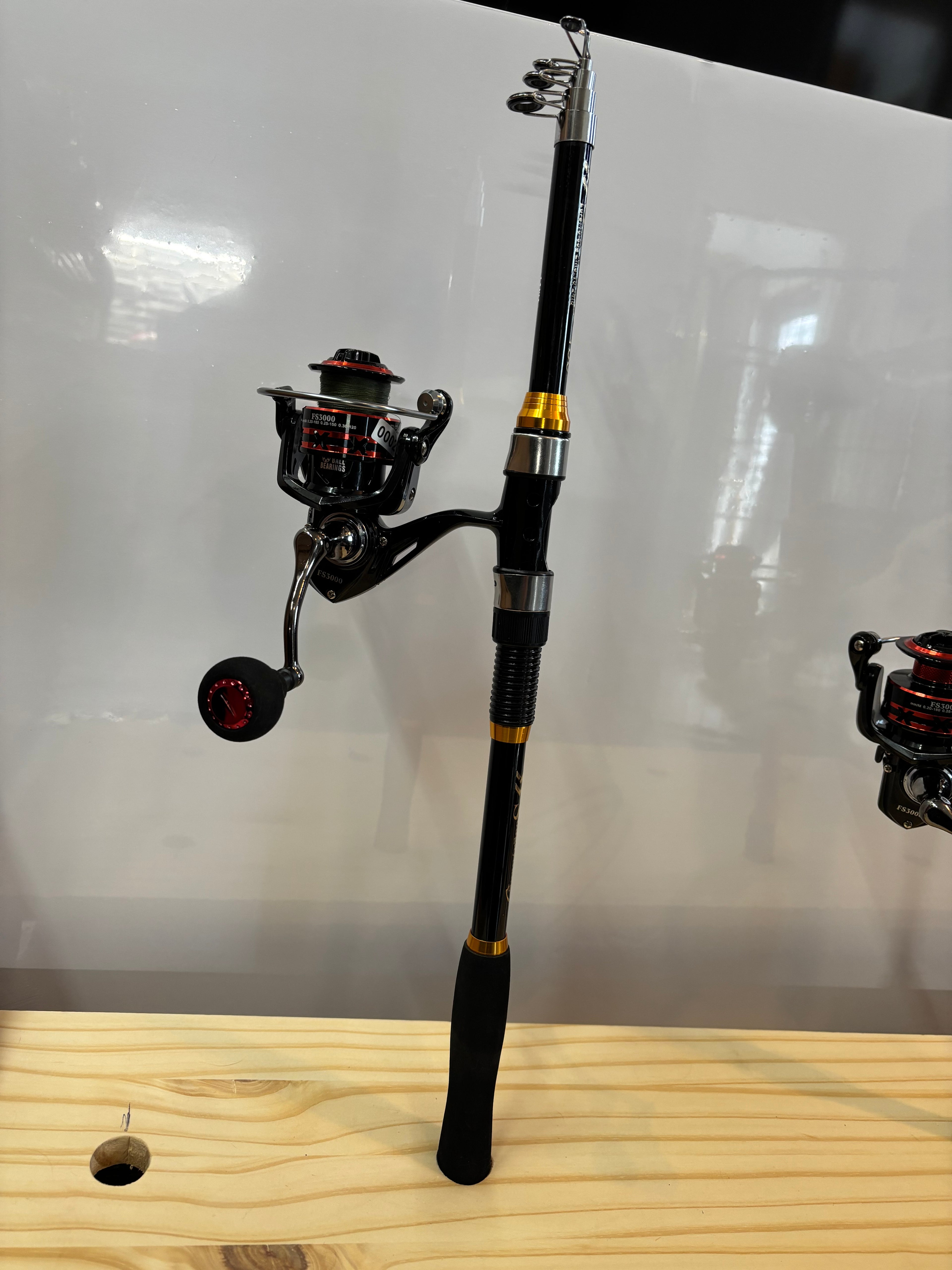 Fishing pole set 2 pack  red and black