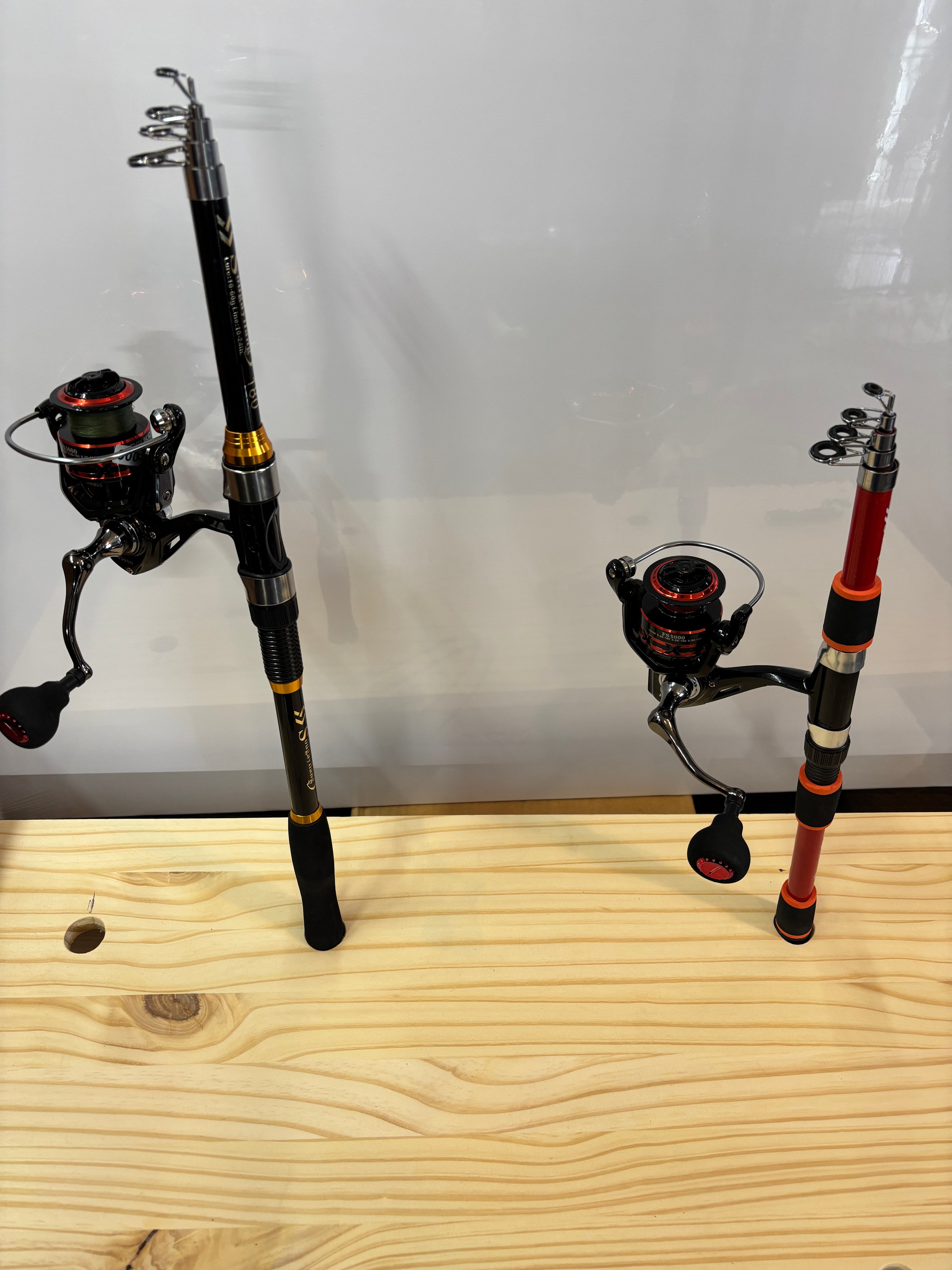 Fishing pole set 2 pack  red and black