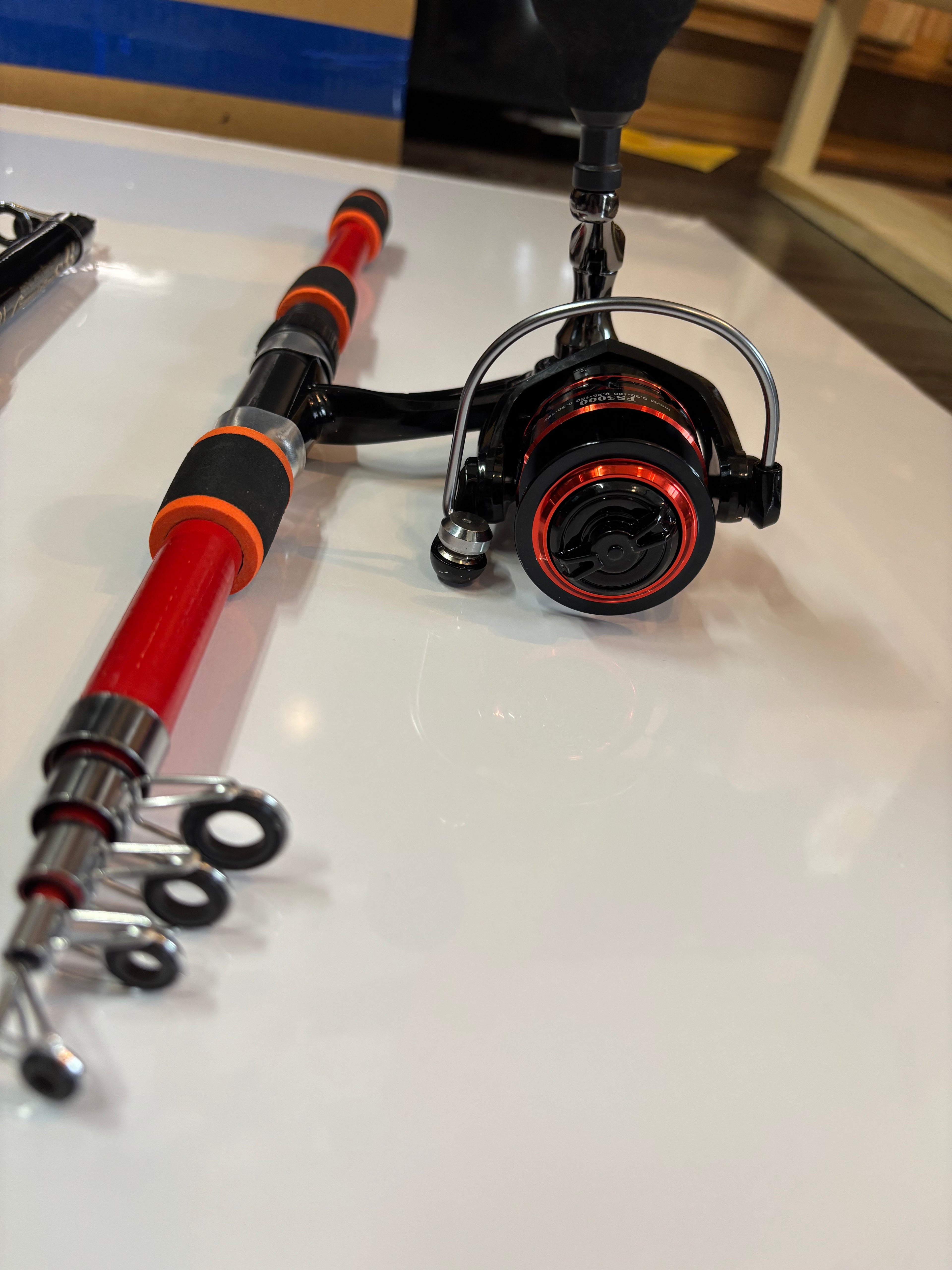 Fishing pole set 2 pack  red and black