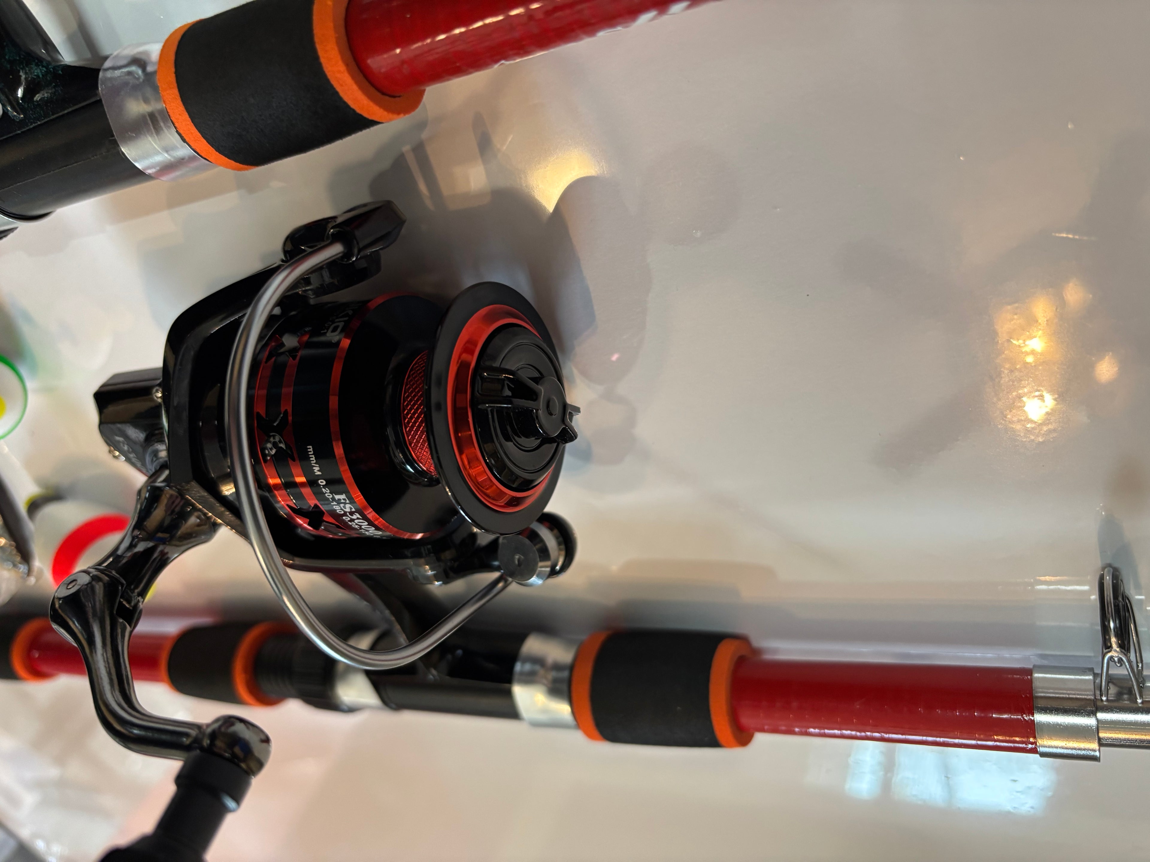 Fishing pole set 2 pack  red and black