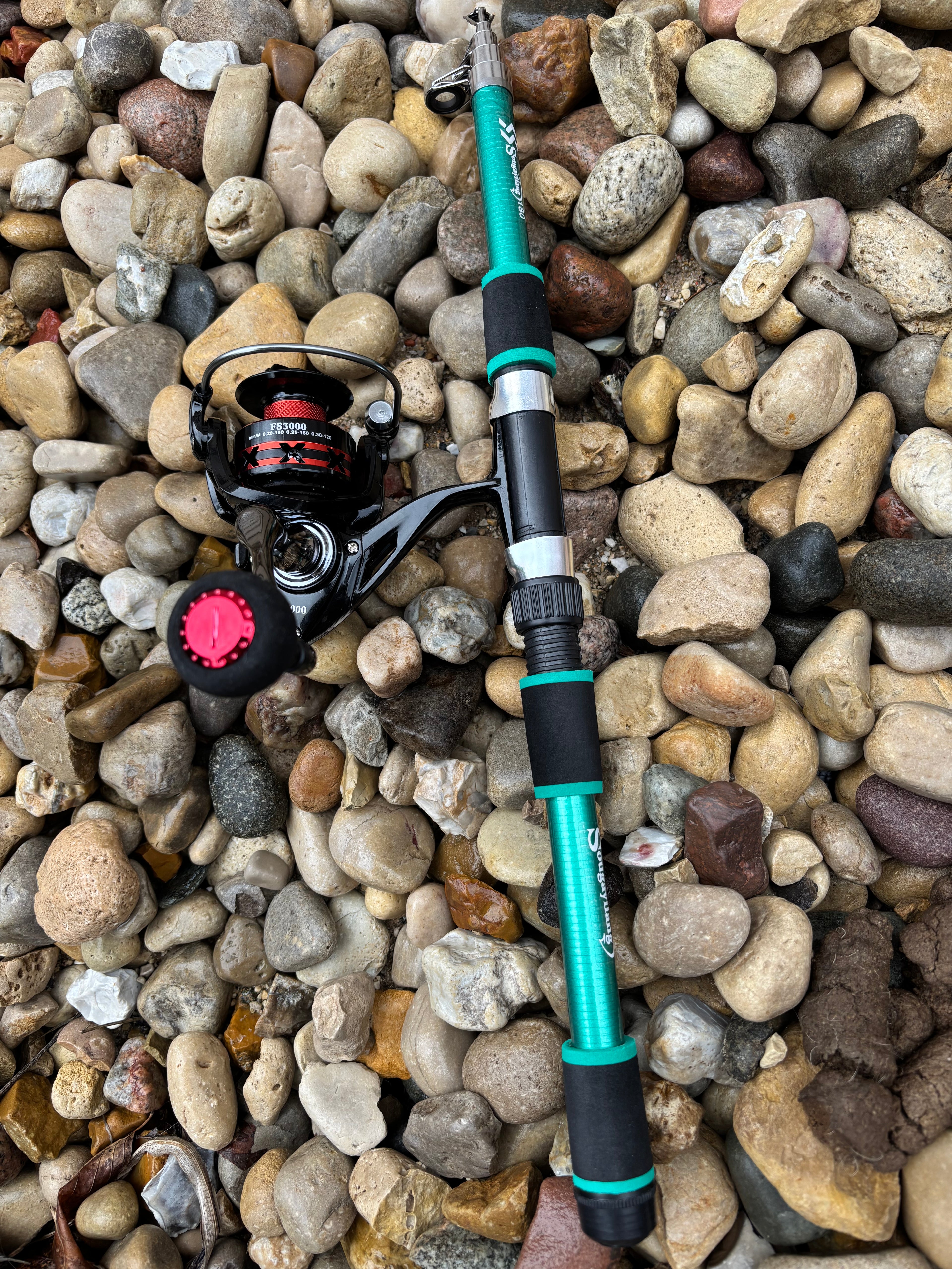 Fishing pole set green poles 2 pack