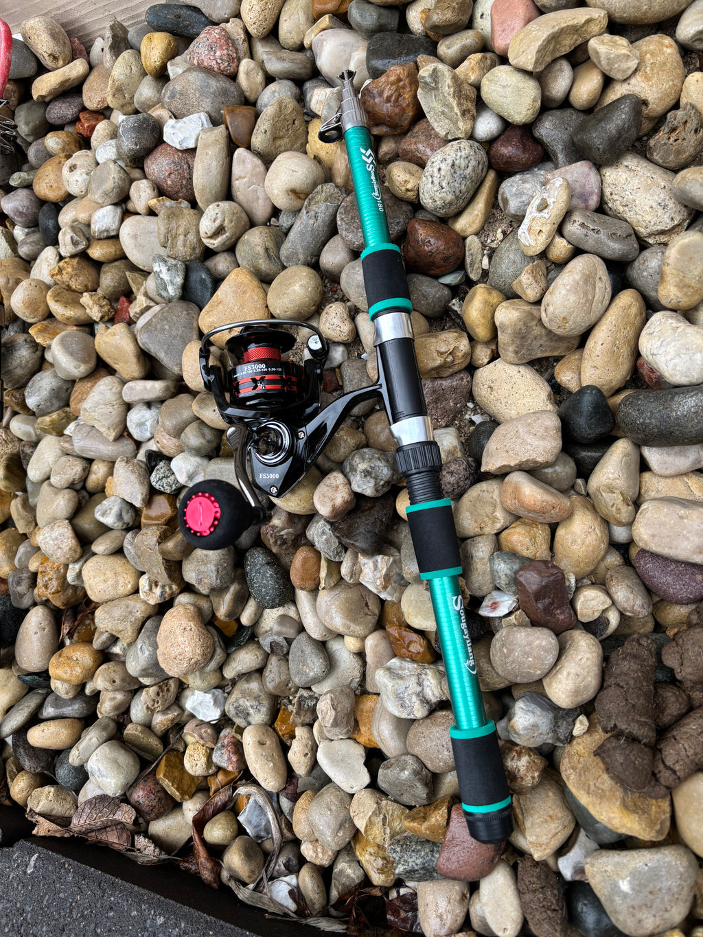 Fishing pole set green poles 2 pack