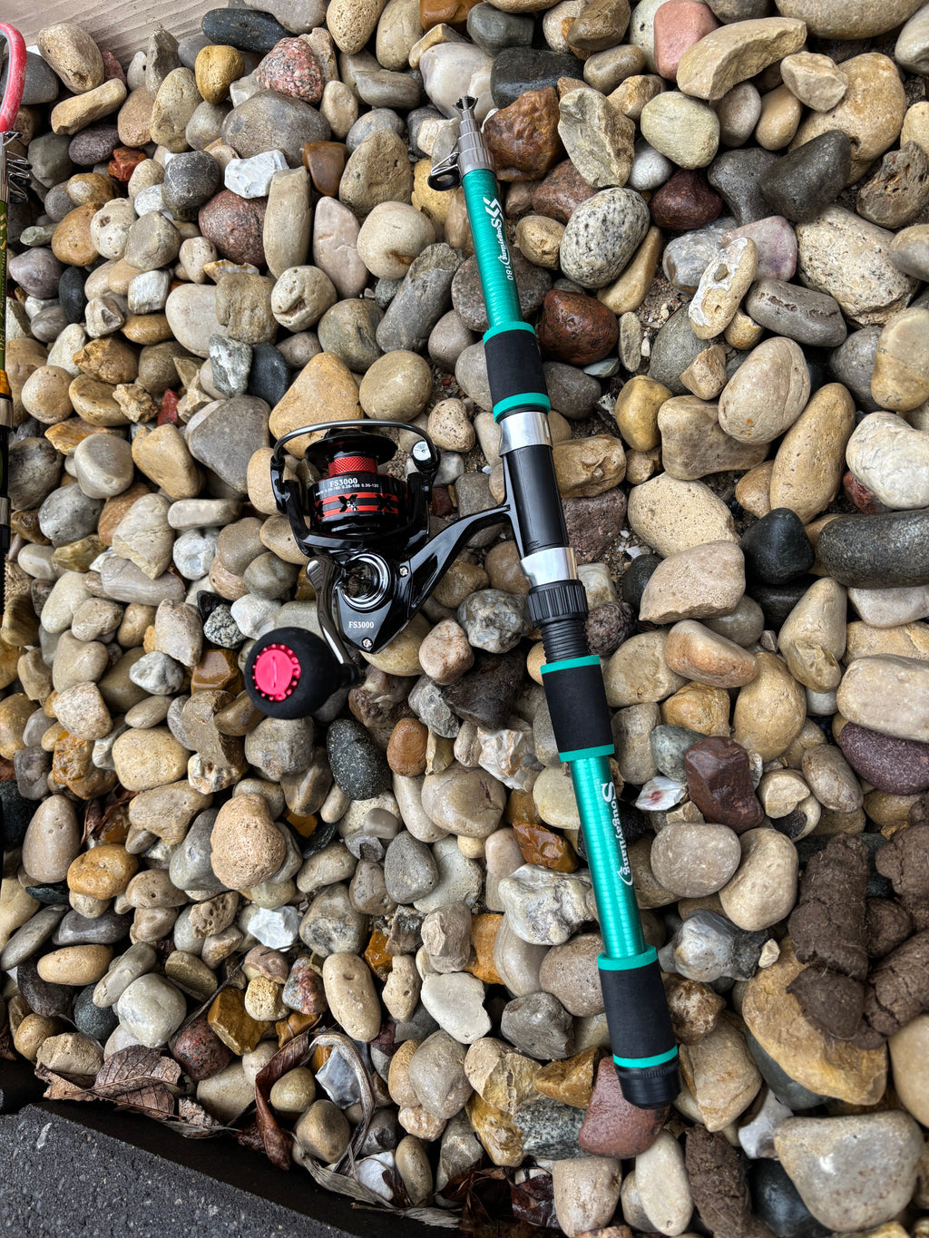 Fishing pole set green poles 2 pack