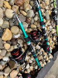 Fishing pole set green poles 2 pack
