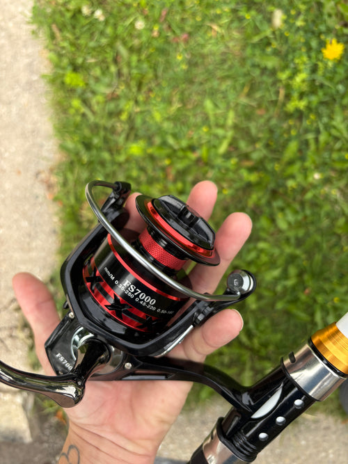 8 foot pole large heavy action with 7000 size large reel