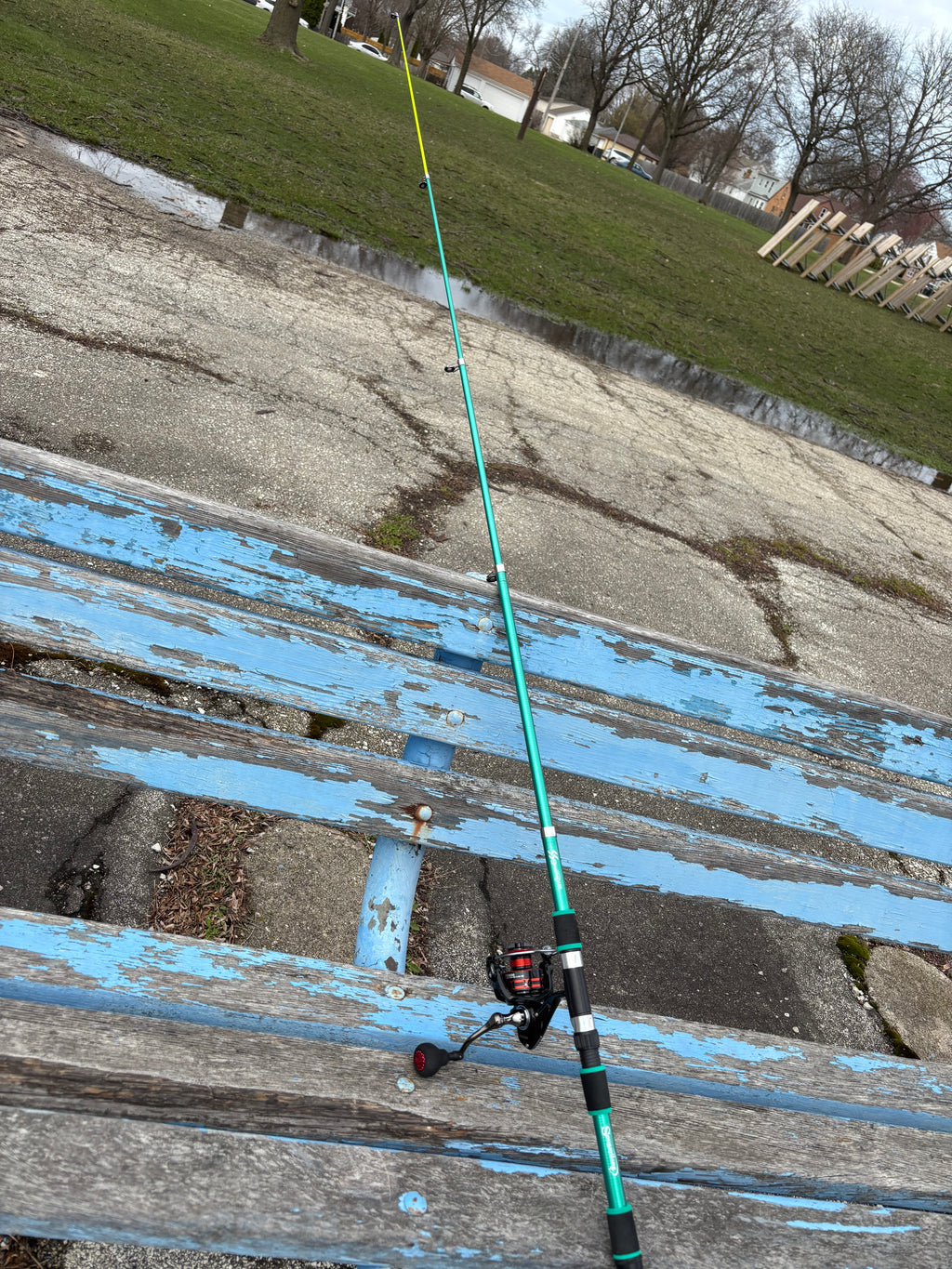 Green fishing pole Telescoping easy Storage