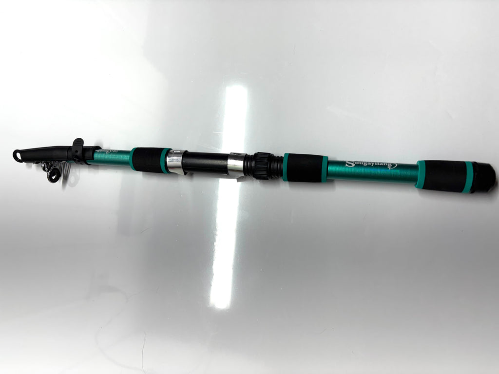 Green fishing pole telescoping easy storage