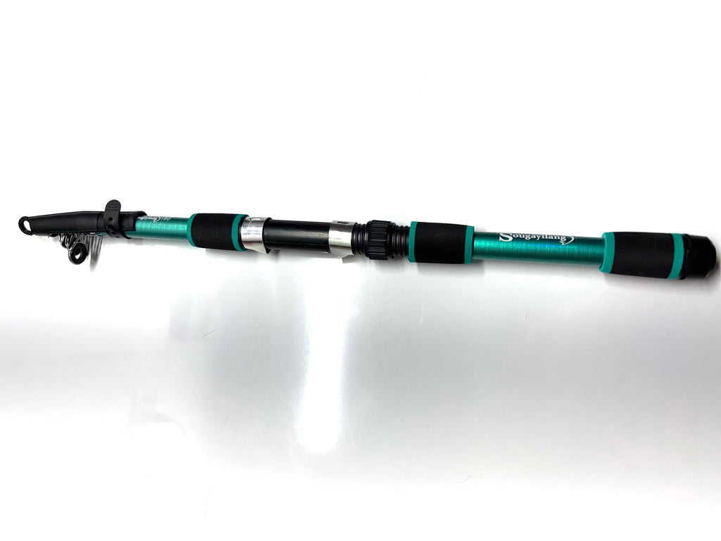 Green fishing pole telescoping easy storage