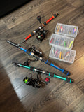 3 pack pole and reel kit 3 lures kits included